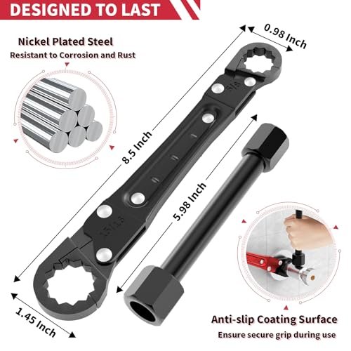 Plumbing Tools, Angle Stop Wrench Angle-On Wrench kit, plumbers wrench Angle Stop Removal Tool for professional plumber Installing New Compression Angle Stop and Removing Compression Ring