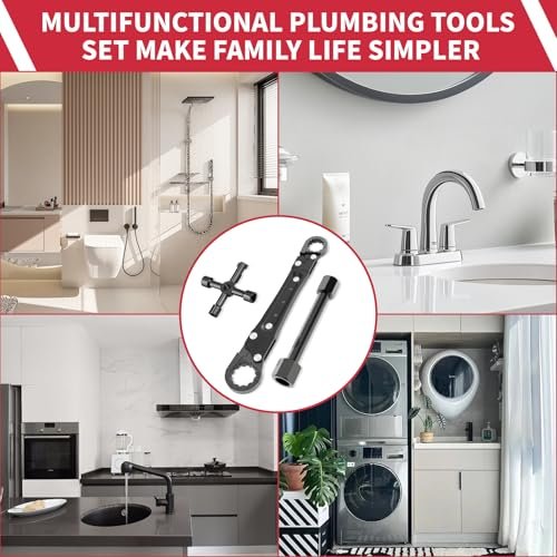 Plumbing Tools, Angle Stop Wrench Angle-On Wrench kit, plumbers wrench Angle Stop Removal Tool for professional plumber Installing New Compression Angle Stop and Removing Compression Ring