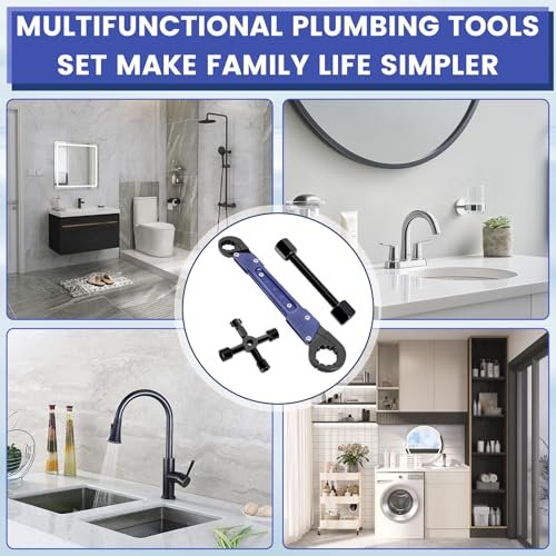 Plumbing Tools, Angle Stop Wrench Angle-On Wrench kit, Professional Plumbers wrench Angle Stop Removal Tool for Installing New Compression Angle Stop and Removing the Compression Ring