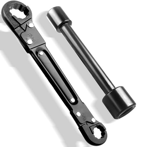 Plumbing Tools, Angle Stop Wrench Kit, Plumbing Wrench. New Compression Angle Stop and Removing the Compression Ring Professional Plumbing Toolset For Easy Angle Stop And Supply Nut Installation