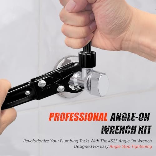 Plumbing Tools, Angle Stop Wrench Kit, Plumbing Wrench. New Compression Angle Stop and Removing the Compression Ring Professional Plumbing Toolset For Easy Angle Stop And Supply Nut Installation
