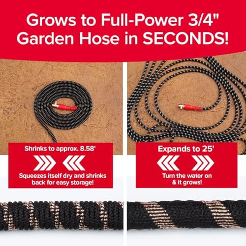 Pocket Hose Copper Head w/New Pocket Pivot Expandable Garden Hose 25 FT, AS-SEEN-ON-TV, Swivels 360°, Advanced Tri-Tex Tubing & Force Field Jacket, 3X Stronger, Lead-Free, No-Kink, Anti-Burst w/APT