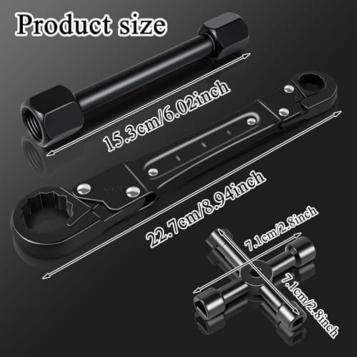 Ponpon Angle Stop Wrench Kit, Plumbing Tools, Angle-on Plumber Wrench for Quick And Hassle-Free Angle Stop And Supply Nut Installations(Black-A)