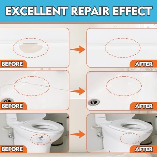 Porcelain Repair Kit, White Bathtub & Tile Repair Kit, for Tub, Enamel, Fiberglass, Acrylic, Porcelain, Ceramic, Marble, Granite, Chips, Dents, Cracks, Hole