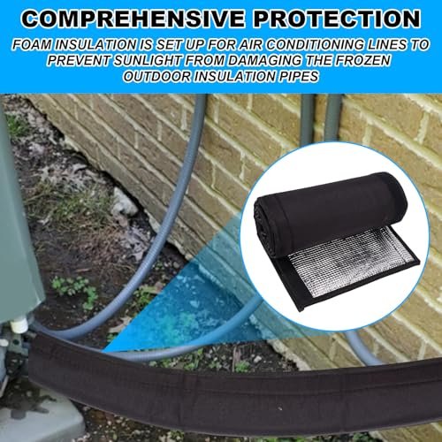 Portable AC Hose Insulation Sleeve, 72x10.2in Oxford Outdoor Air Conditioner Insulated Pipe Line, Duct Vent Exhaust Hose Protective Cover Wrap with Aluminum Foil Lining for Tubing Outside Protector