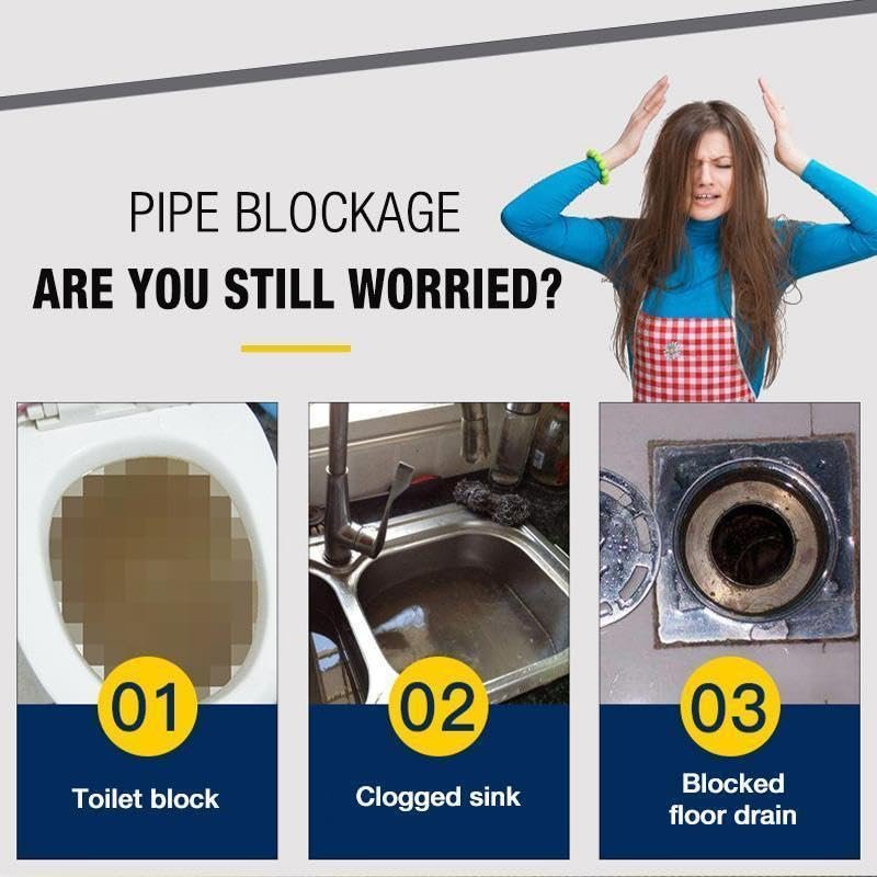 Powerful Sink and Drain Cleaner Portable Powder Cleaning Tool Chemical Powder Agent for Kitchen Toilet Pipe Dredging (2-Pack)