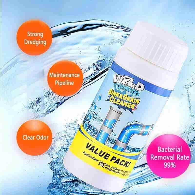 Powerful Sink and Drain Cleaner Portable Powder Cleaning Tool Chemical Powder Agent for Kitchen Toilet Pipe Dredging (2-Pack)