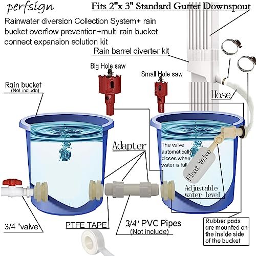 Prevent Overflow Rainwater Collection System,Downspout Diverter,Rain Water Catching System,Rain Barrel Spigot kit,Rain Barrel Diverter kit,Downspout Adapter,Roof Rain Diverter Connection Kit