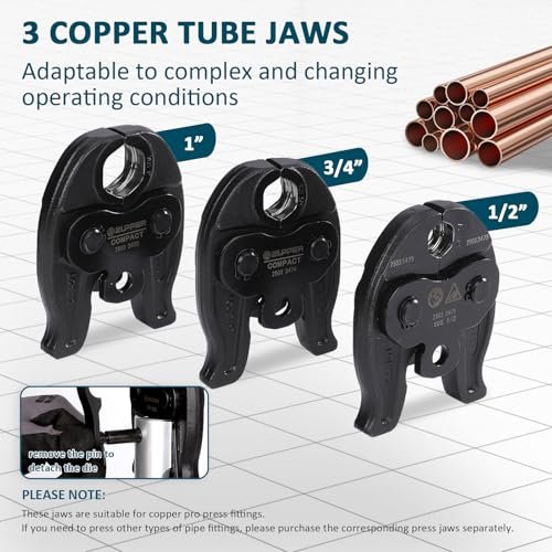 Pro Press Copper Crimper Tool with 3 Pro Press Jaws 1/2” 3/4“ 1” US Standard for Copper,Pro Press Tool for Copper Pipe with Brushless Motor 18V Electric Pipe Crimping Tool with 2pcs 2Ah Battery