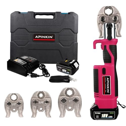Pro Press Tool, Electric Pipe Crimping Tool Kit with 3 Pro Press Jaws 1/2" 3/4” 1" for Copper Pipes,Durable Automatic Crimper w/ 2pcs 5AH Battery, Fast Charger & Carrying Case