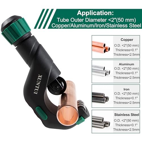Pro Tube Cutter 3/16" to 2'' OD (0.6-3mm Wall) | Copper Pipe Cutter | Industrial Cutter for Copper/Aluminum/Thin Stainless Steel HVAC Automotive (XT600616)