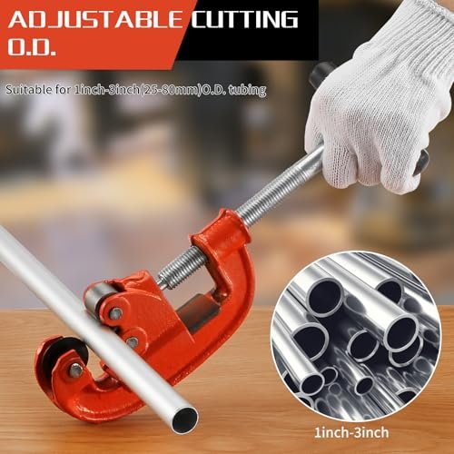 Professional Pipe Cutter Tool for 1-3" Pipes,Heavy Duty Metal Tube Cutter to Galvanized Pipe,Ironr, and PipeCopper,Metal Tube Cutter Great With 2 additional blades for Plumbers or Metalworkers