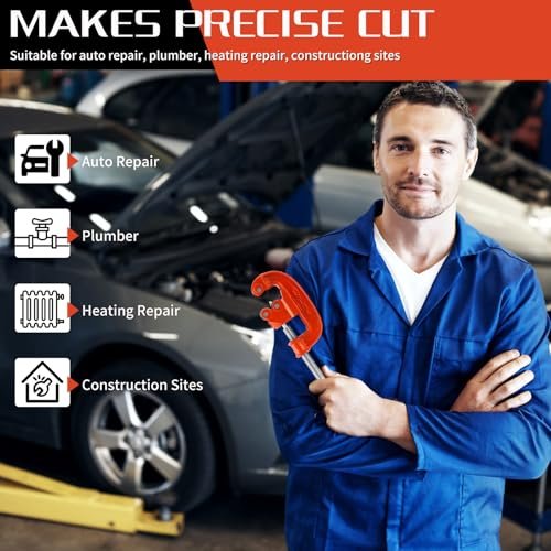 Professional Pipe Cutter Tool for 1-3" Pipes,Heavy Duty Metal Tube Cutter to Galvanized Pipe,Ironr, and PipeCopper,Metal Tube Cutter Great With 2 additional blades for Plumbers or Metalworkers