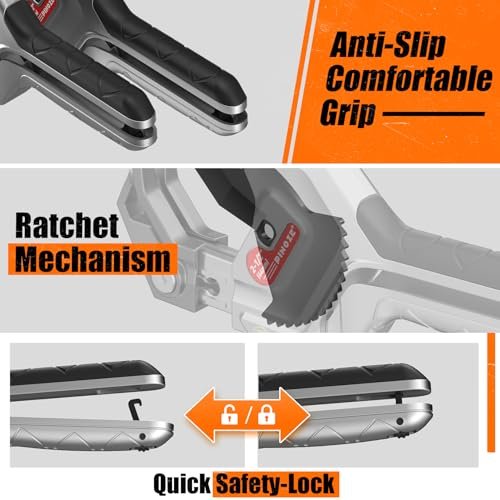 PVC Pipe Cutter, 3-Gear Adjustable Cut up to 2-1/2”, Ratchet Pipe Cutter Tool Heavy-Duty for PVC, PPR, PE, PEX, Plastic Hoses & Plumbing Pipes with Teflon Coated SK5 Blade