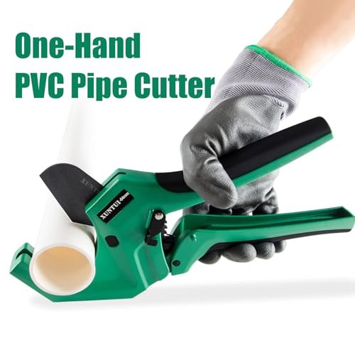 PVC Pipe Cutter for Sch 40 PVC Pipe with extra blade，Ratchet Pipe Cutter Pex Cutting Tool for Cutting PEX, PVC, PPR Plastic Hoses and Plumbing Pipe (Dark Green, OD21/2inch64mm)