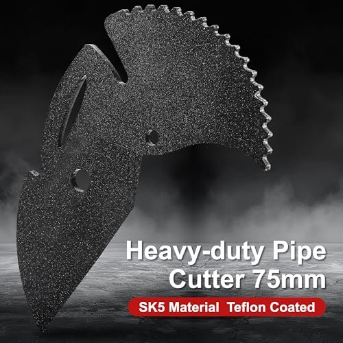 PVC Pipe Cutter Tool, Heavy-Duty PVC Pipe Cutter 3 Inch, 75mm Plastic Pipe Cutter with SK5 Blade and Aluminum Alloy Body, Ratcheting Pipe Cutter and PVC Cutters for PEX, PPR, Hoses and Plumbing Pipes