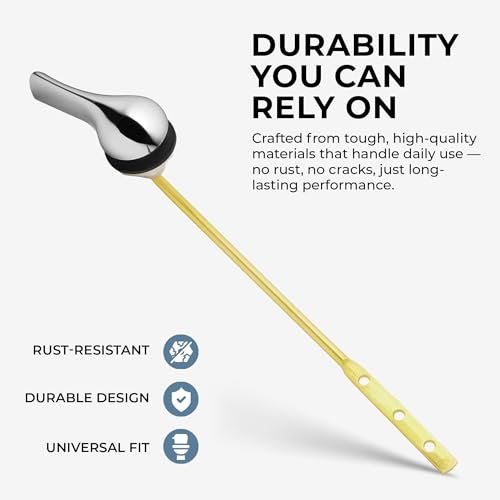 Qualihome Toilet Handle Lever Flush Replacement, Front Mount, Chrome, Universal Fitting