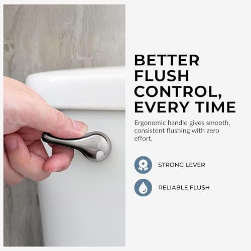 Qualihome Toilet Handle Lever Flush Replacement, Front Mount, Chrome, Universal Fitting