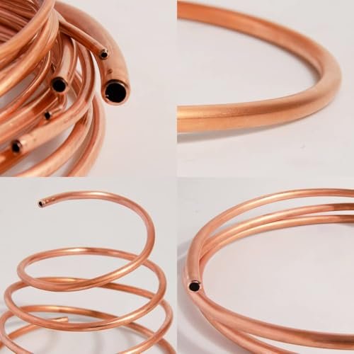 Quickun Copper Tube 1/4" ID × 5/16" OD (6-8mm) Seamless Round Pipe Tubing (3.28FT)