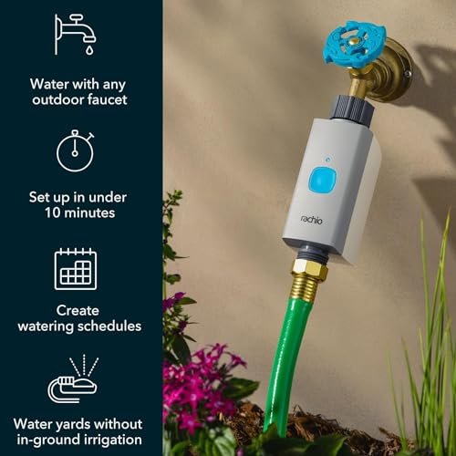 Rachio Smart Hose Timer (1 Valve Only) – App-Controlled Outdoor Faucet Timer, Quick Install & Scheduling, Expandable System - Requires WiFi Hub