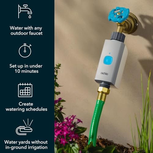 Rachio Smart Hose Timer (2 Valves + 1 WiFi Hub) – App-Controlled Outdoor Faucet Timer, Quick Install & Scheduling, Expandable System