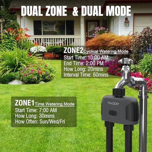 Raddy WS-3 WiFi Water Timer,2 Zones Sprinkler Timer for Garden Hose, Automatic Irrigation System with WiFi Hub, APP Control, Work with AWiFi Hub, Rain Delay for Lawns and Yard,2 Outlets