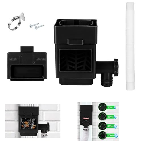 Rain Barrel Diverter Kit, Downspout Diverter Fits for 2"x 3" or 3"x 4" Standard Downspout, Rainwater Collection System with Adjustable Valve and Filter,5ft Hose(Black)