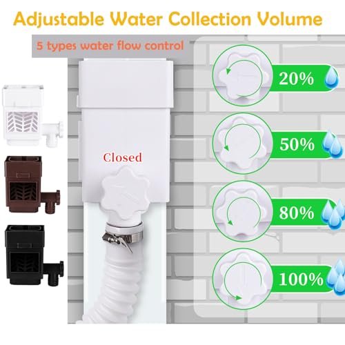 Rain Barrel Diverter Kit, Downspout Diverter Fits for 2"x 3" or 3"x 4" Standard Downspout, Rainwater Collection System with Adjustable Valve and Filter,5ft Hose(Black)