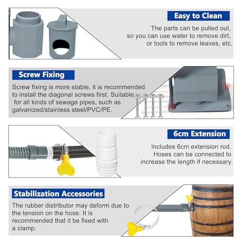 Rain Barrel Diverter Kit, Rainwater Collection System with Adjustable Valve and Hose, Rain Water Diverter for Downspout, Downspout Diverter Fits for Standard Downspouts
