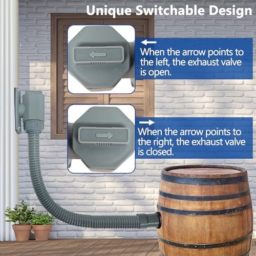 Rain Barrel Diverter Kit, Rainwater Collection System with Adjustable Valve and Hose, Rain Water Diverter for Downspout, Downspout Diverter Fits for Standard Downspouts