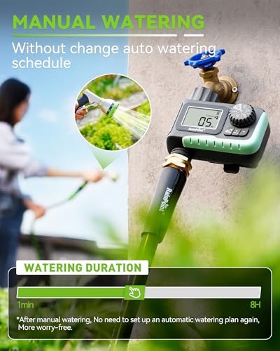 RAINPOINT Sprinkler Timer, Programmable Water Timer for Garden Hose, Outdoor Soaker Hose Timed with Rain Delay/Manual/Automatic Watering System, Digital Irrigation for Yard, Lawn, 1 Outlet