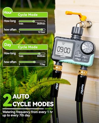 RAINPOINT Water Timer for Garden Hose - 2 Zone Sprinkler Timer with Rain Delay/Manual Watering/Automatic Irrigation for Yard Lawn