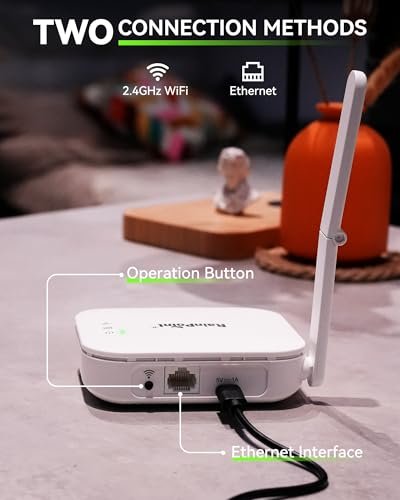 RAINPOINT WiFi Water Timer for Garden Hose, Brass Inlet WiFi Sprinkler Controller, Smart Hose Timer Valve with Ethernet Gateway, Rain Delay for Garden/Lawn (Support WiFi & Ethernet Connection)