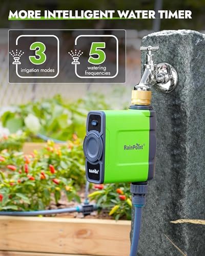 RAINPOINT WiFi Water Timer for Garden Hose, Brass Inlet WiFi Sprinkler Controller, Smart Hose Timer Valve with Ethernet Gateway, Rain Delay for Garden/Lawn (Support WiFi & Ethernet Connection)