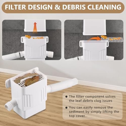 Rainwater Collection System, Rain Barrel Diverter Kit for 2x3”and 3x4” Downspouts, with Filtration and Hose, Rain Diverter, Downspout Diverter, White