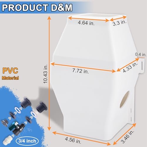 Rainwater Collection System, Rain Diverter for 2x3”and 3x4” Standard Downspouts, with PVC 3/4 Spigot and Filtration, White
