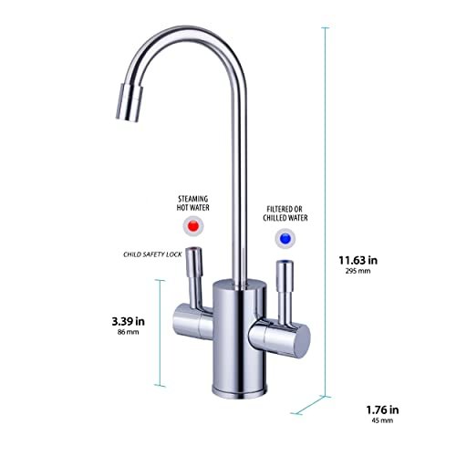 Ready Hot RH-F560-CH Faucet Only for Ready Hot Instant Hot Water Tank, Insulated, Safety Lock on Handle, Dual Lever Hot & Cold Water, Polished Chrome Finish