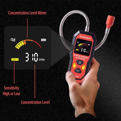 Rechargeable HVAC Refrigerant Leak Detector, Halogen Freon Sniffer, Air Conditioning Detection, Automotive Gas Finder (SFD201 Refrigerant&Combustible Gas Detector)