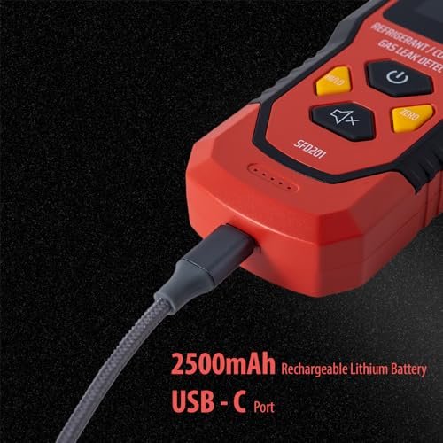 Rechargeable HVAC Refrigerant Leak Detector, Halogen Freon Sniffer, Air Conditioning Detection, Automotive Gas Finder (SFD201 Refrigerant&Combustible Gas Detector)