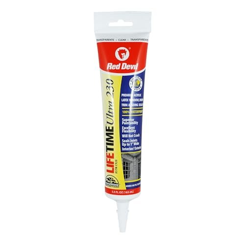 Red Devil 0705 Lifetime Ultra Premium Elastomeric Acrylic Latex Sealant, 5.5 oz., Clear, 1 Pack