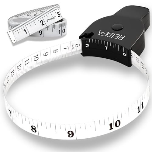 REIDEA Body Measure Tape 60in (150cm), Lock Pin and Push-Button Retract, Ergnomic and Portable Design, Incl. Bonus Kit (1x 79in Clothing Measure Tape, 1 x 60in Mini Retractable Tape Measure), Black