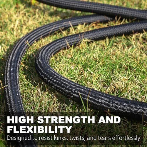 Relxitl Garden Hose, Flexible Water Hose, Ultra Lightweight Non-Expanding hose with 10 Function Sprayer, Leak proof, Pressure Resistant for Yard, Outdoor (Black, 50FT)