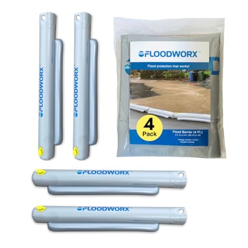 Reusable Flood Barrier & Water Diverter | No Sand Bags, Reusable Flood Protection | Protects Home, Garage, Driveway & Doorway | Flood Prevention Tool | Fast Setup - 4ft x 6in