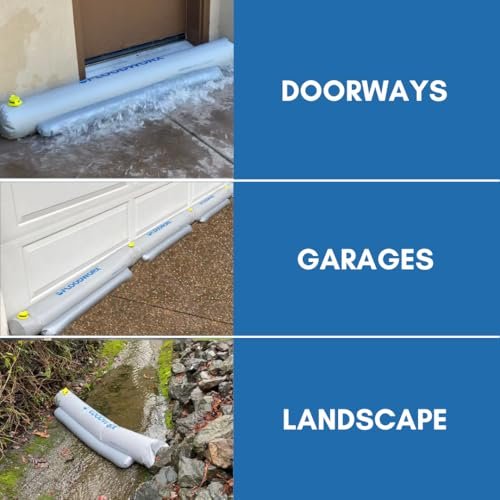 Reusable Flood Barrier & Water Diverter | No Sand Bags, Reusable Flood Protection | Protects Home, Garage, Driveway & Doorway | Flood Prevention Tool | Fast Setup - 4ft x 6in