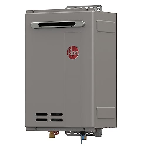 Rheem RTG-70XLN-3 High Efficiency Non-Condensing Outdoor Tankless Natural Gas Water Heater, 7.0 GPM, Gray