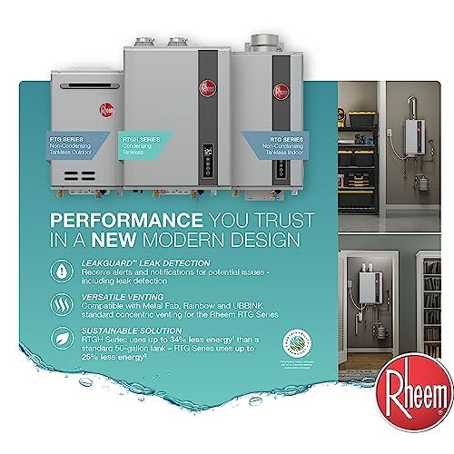 Rheem RTG-95DVLN-3 High Efficiency Non-Condensing Indoor Tankless Natural Gas Water Heater, 9.5 GPM