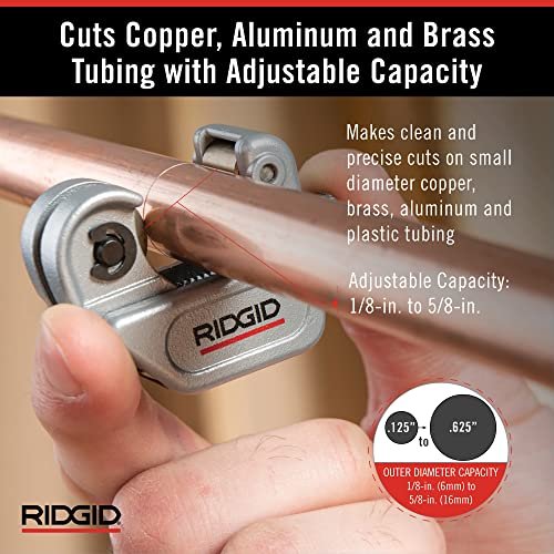 RIDGID 32975 Model 103 Close Quarters Tubing Cutter, 1/8-inch to 5/8-inch Tube Cutter , Silver , Small