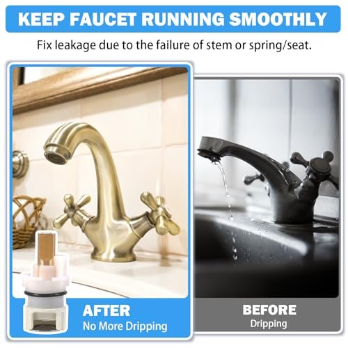 RP25513 Faucet Stem Assembly Compatible with Delta Two Handle Faucet Repair Kit with RP4993 Rubber Seat and Spring, Replacement Stems Cartridges for Delta Bathtub Shower Sink Bathroom Faucet, 2-PACK