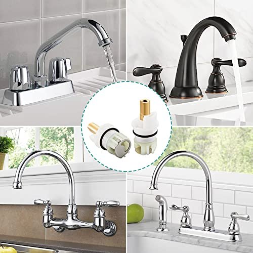 RP25513 faucet stem assembly Replacement Kit for two handle faucet repair kit with RP24096 Cartridge RP4993 Seats Springs RP24097 1/4 Turn stop, 2 Pack