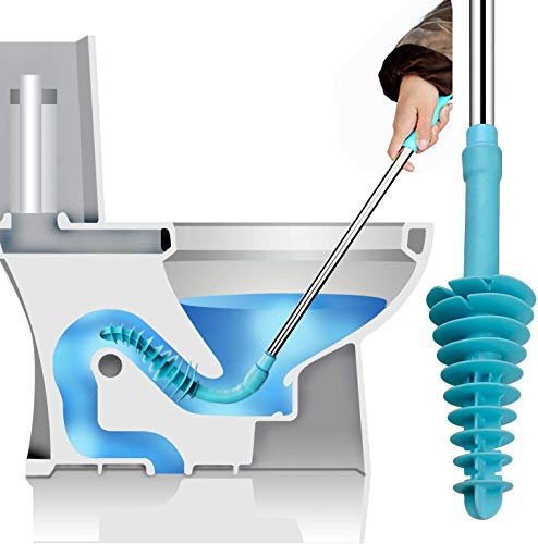 Samshow Toilet Plunger Toilet Dredge Designed for Siphon-Type, Power Cleaned Toilet Pipe, Patented, Stainless steel Handle with Wall Hook